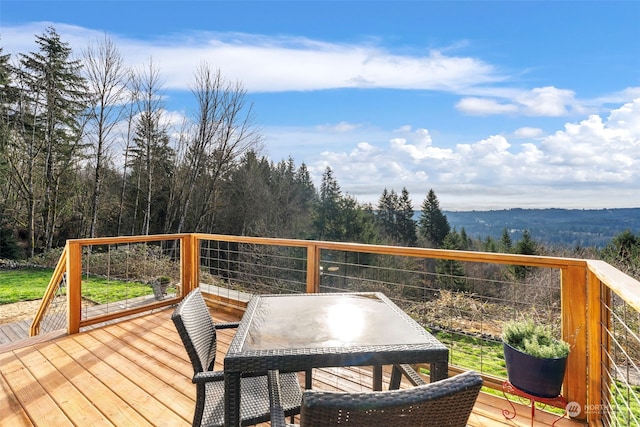 deck with a view of trees