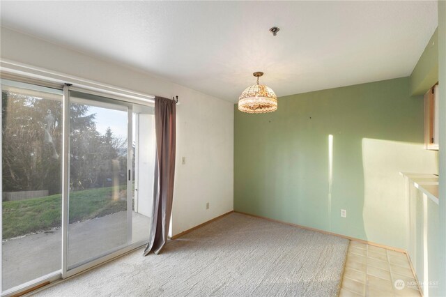 view of unfurnished dining area