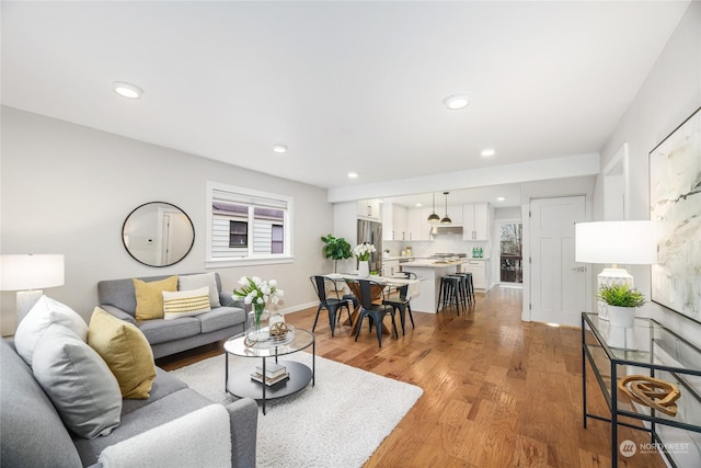 living room featuring light hardwood / wood-style floors