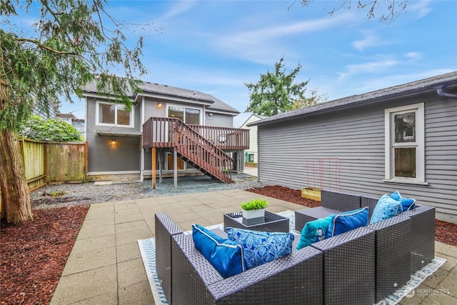 view of patio featuring a deck and outdoor lounge area