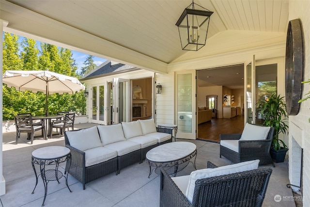 view of patio / terrace with french doors and outdoor lounge area