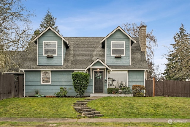 new england style home with a front lawn