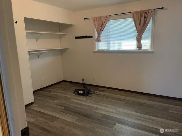 interior space featuring dark wood-type flooring and a closet