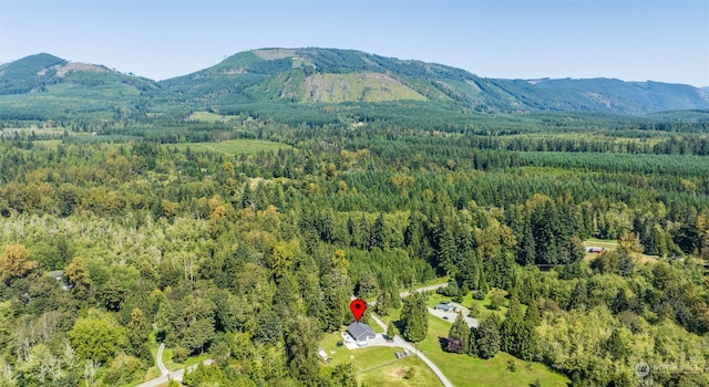 birds eye view of property featuring a mountain view