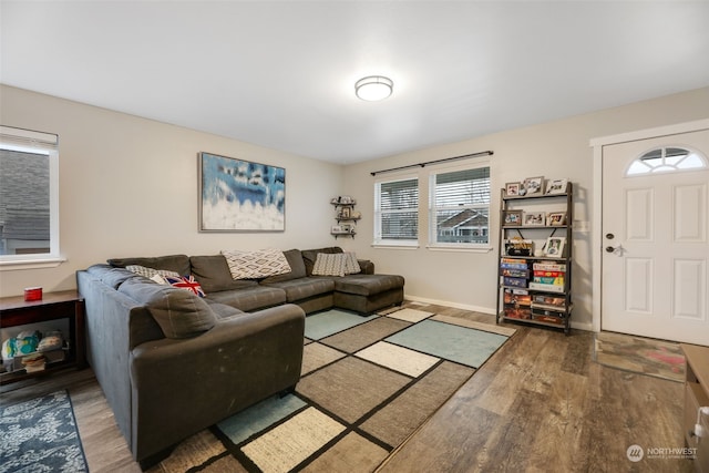 living room featuring hardwood / wood-style flooring