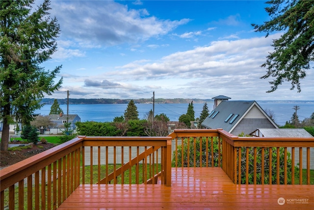 deck with a water view