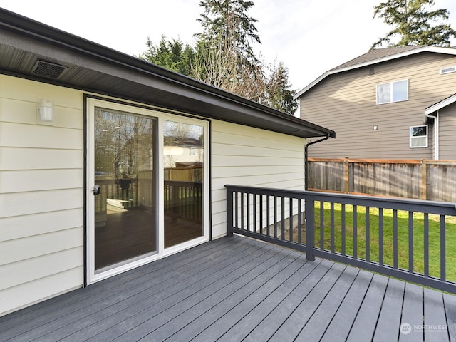 wooden deck with a yard