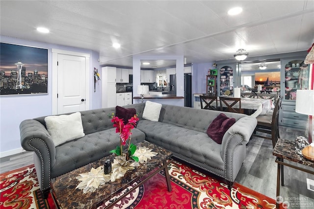 living room featuring wood-type flooring