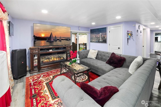 living room with light wood-type flooring