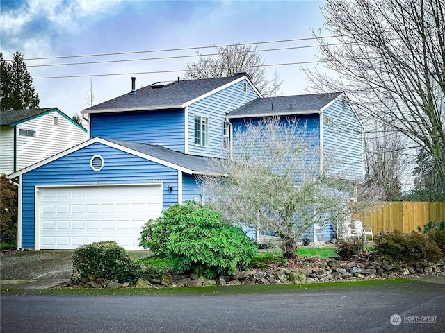 view of front facade with a garage