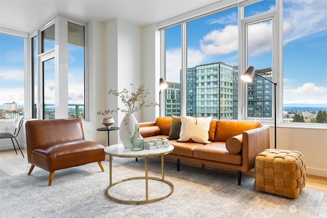 interior space with light hardwood / wood-style floors