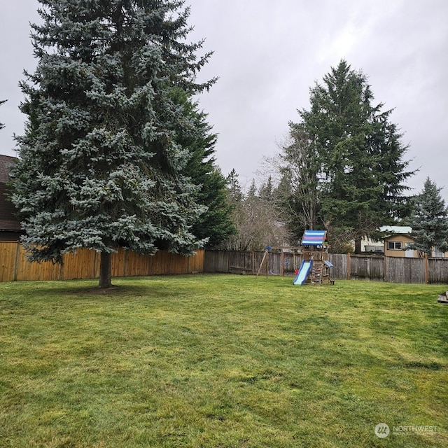 view of yard featuring a playground