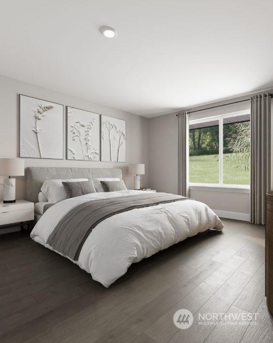 bedroom featuring dark wood-type flooring