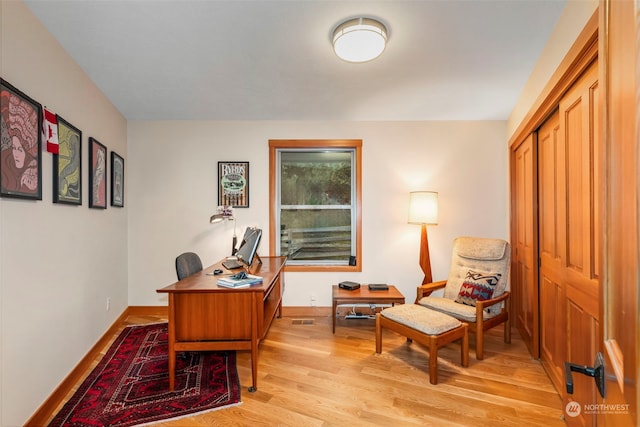 office featuring light hardwood / wood-style flooring