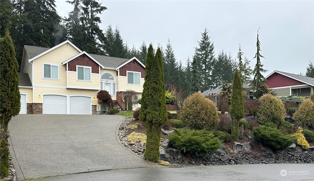 view of front of house with a garage