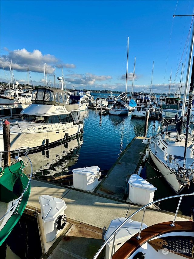 view of dock featuring a water view