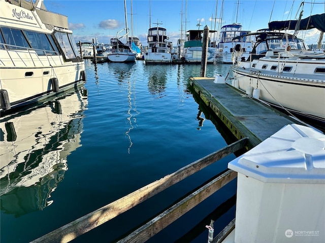 view of dock featuring a water view