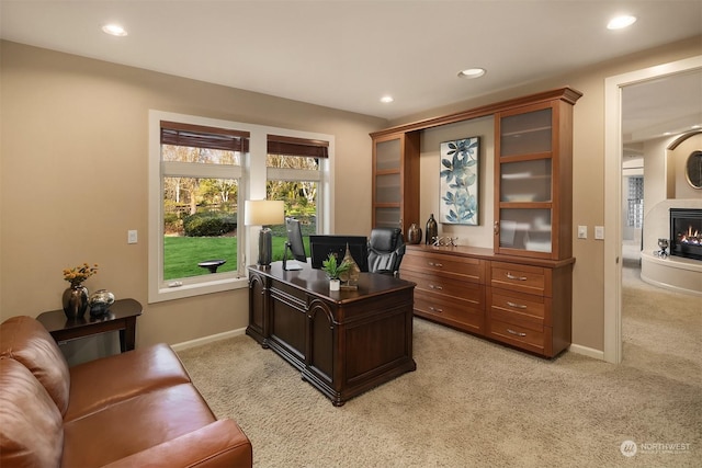 office featuring light colored carpet