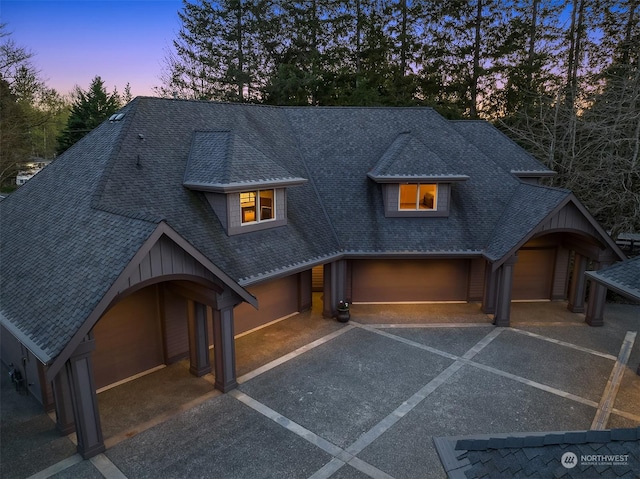 view of front of home with a garage