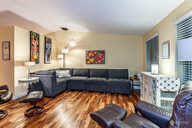 living room with wood-type flooring