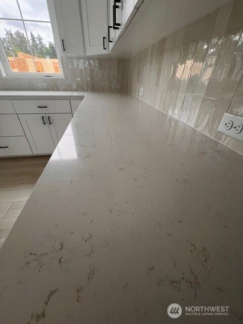 kitchen view of white cabinetry