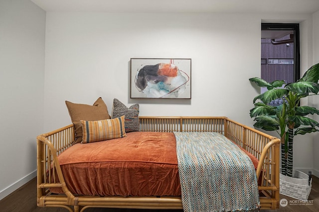 bedroom featuring dark hardwood / wood-style floors