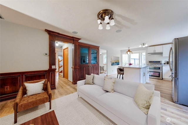 living room featuring light hardwood / wood-style floors