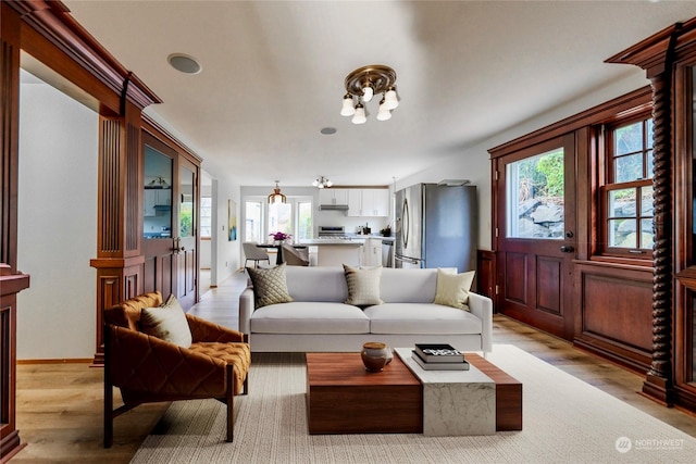 living room featuring light hardwood / wood-style floors