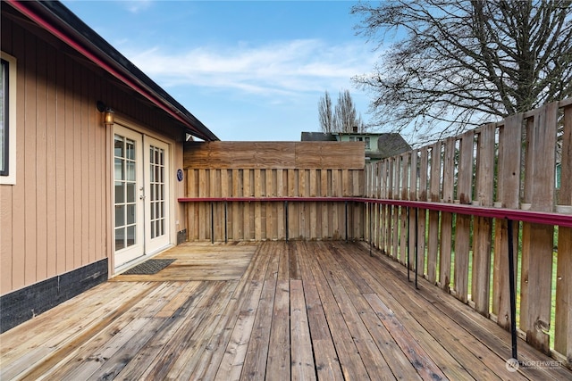 wooden terrace with french doors