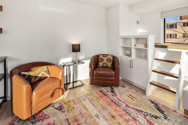 living area featuring light wood-type flooring