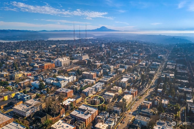 aerial view with a mountain view