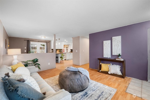 living room with light wood-type flooring