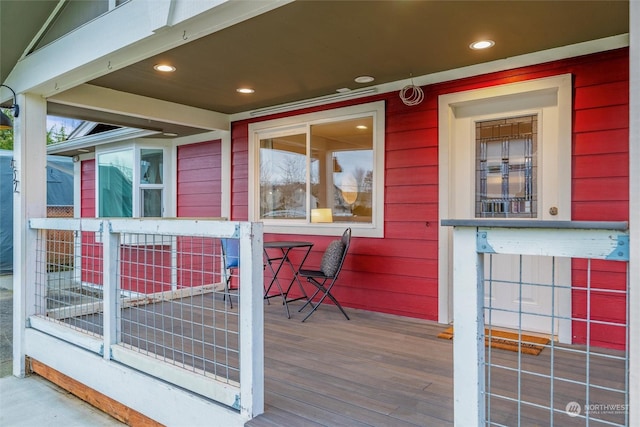 wooden deck featuring a porch