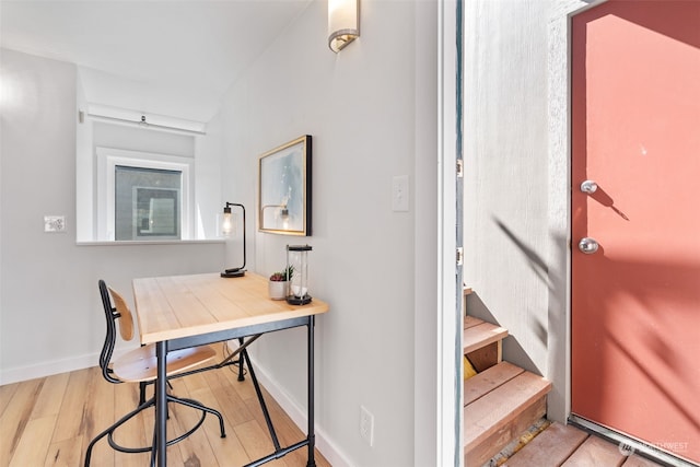 office space featuring light wood-type flooring