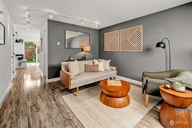 living room with wood-type flooring