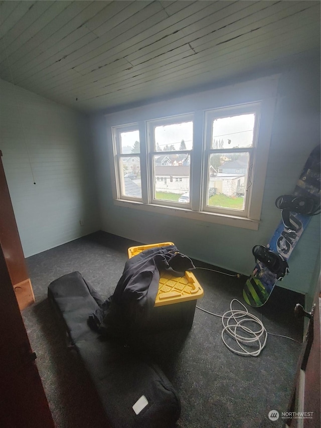 interior space featuring wood ceiling