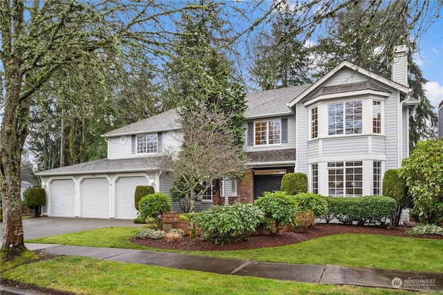 view of front facade featuring a front lawn