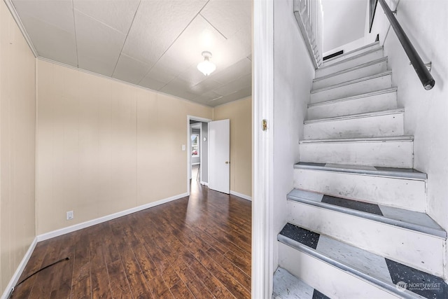 stairway with wood-type flooring