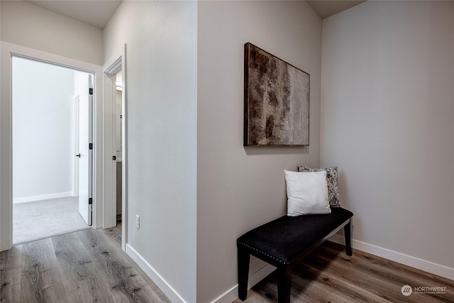 corridor with hardwood / wood-style floors