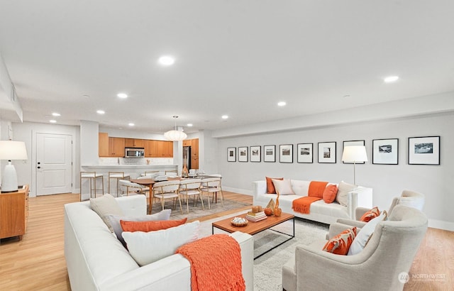 living room featuring light hardwood / wood-style flooring