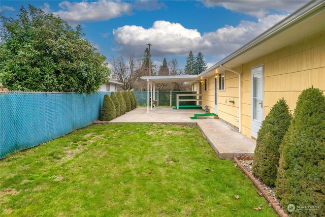 view of yard featuring a patio