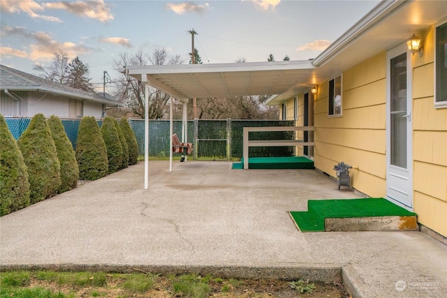 view of patio with a carport