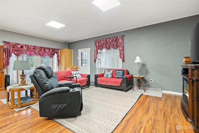 living room with hardwood / wood-style flooring