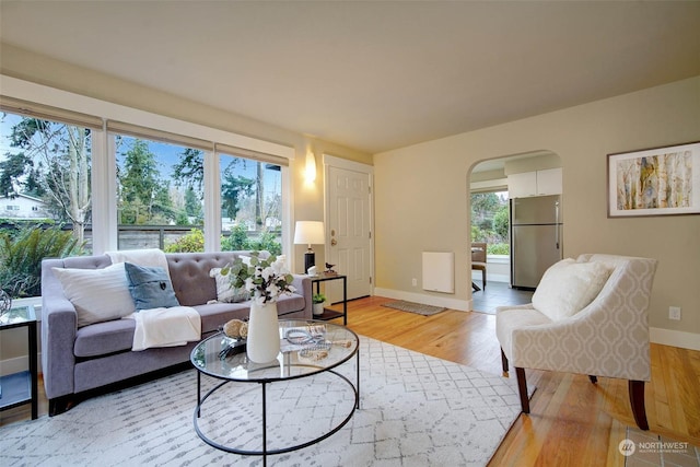 living room featuring light hardwood / wood-style floors