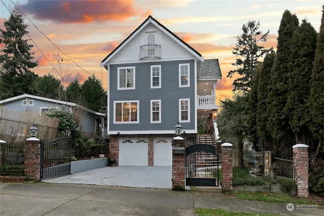 view of property featuring a garage