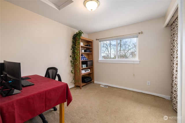 office area featuring carpet flooring