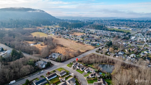 drone / aerial view with a mountain view