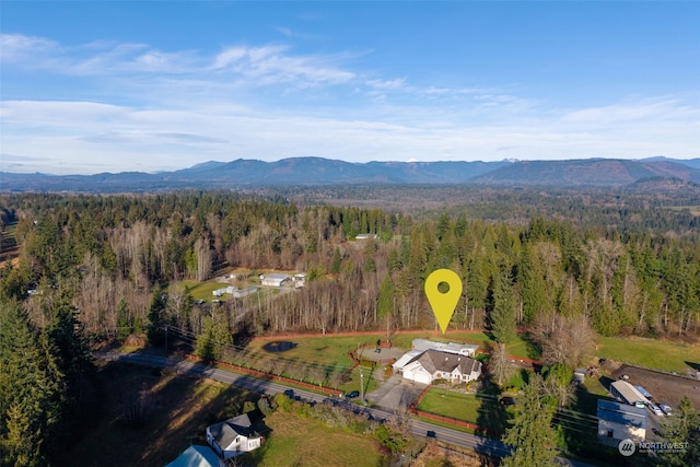 drone / aerial view with a mountain view