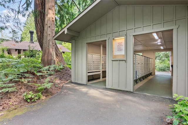 exterior space featuring a mail area