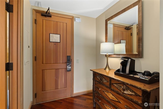 foyer with dark wood-type flooring